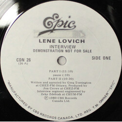 Lene Lovich Interview USED VINYL 12INCH PROMO