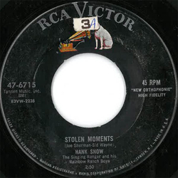 Hank Snow / The Rainbow Ranch Boys Stolen Moments / Two Won't Care Vinyl 7" USED