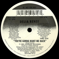 Delia Renee You're Gonna Want Me Back USED VINYL 12INCH PROMO 45 RPM