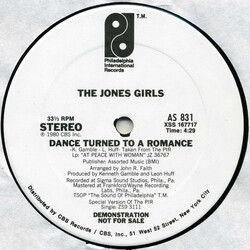 The Jones Girls Dance Turned To A Romance USED VINYL 12INCH 33 S RPM PROMO STEREO