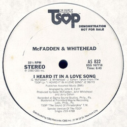 McFadden & Whitehead I Heard It In A Love Song VINYL 12" USED