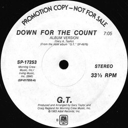 Gary Taylor Down For The Count USED VINYL 12INCH 33 S RPM PROMO