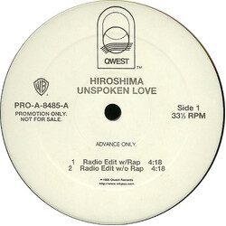 Hiroshima (3) Unspoken Love USED VINYL 12INCH 33 S RPM ADVANCE PROMO