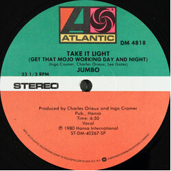 Jumbo (5) Take It Light (Get That Mojo Working Day And Night) / Sexy Thing USED VINYL 12INCH 33 S RPM STEREO
