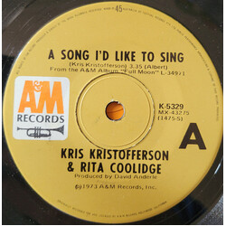 Kris Kristofferson & Rita Coolidge A Song I'd Like To Sing USED VINYL 7INCH SINGLE 45 RPM