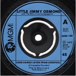 Jimmy Osmond Long Haired Lover From Liverpool Vinyl 7" USED