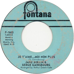 Jane Birkin / Serge Gainsbourg Je T'aime...Moi Non Plus USED VINYL 7INCH 45 RPM SINGLE STYRENE