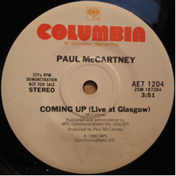 Paul McCartney Coming Up (Live At Glasgow) USED VINYL 7INCH 33 S RPM SINGLE SIDED PROMO