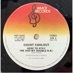 Count Coolout Here To Stay (Me And My Double R.R.) USED VINYL 12INCH 33 S RPM STEREO