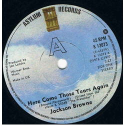 Jackson Browne Here Come Those Tears Again USED VINYL 7INCH 45 RPM