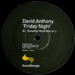 David Anthony Friday Night USED VINYL 12INCH 45 RPM PROMO
