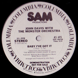 John Davis & The Monster Orchestra Baby I've Got It / That's What I Get USED VINYL 12INCH PROMO SINGLE 33 S RPM