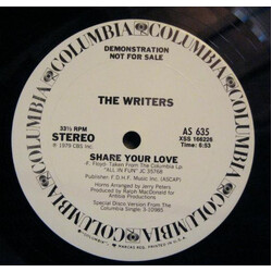 The Writers (2) Share Your Love USED VINYL 12INCH 33 S RPM PROMO