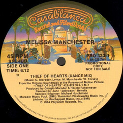 Melissa Manchester Thief Of Hearts USED VINYL 12INCH 45 RPM PROMO STEREO