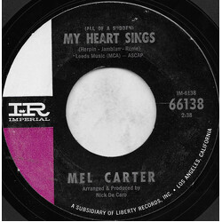 Mel Carter (All Of A Sudden) My Heart Sings USED VINYL 7INCH 45 RPM SINGLE STYRENE