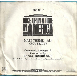 Ennio Morricone Main Theme From "Once Upon A Time In America" (Poverty) USED VINYL 7INCH 45 RPM SINGLE PROMO