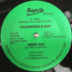 Chatsworth & Burt Preppy Rap (Do The Alligator) Vinyl 12" USED