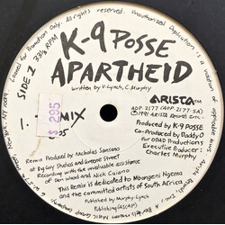 K-9 Posse Apartheid USED VINYL 12INCH 33 S RPM PROMO