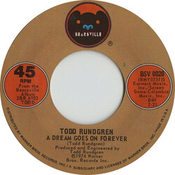 Todd Rundgren A Dream Goes On Forever USED VINYL 7INCH 45 RPM STYRENE STEREO