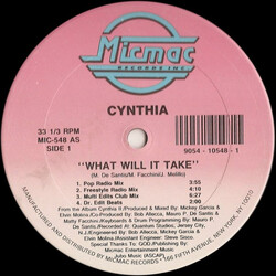 Cynthia What Will It Take USED VINYL 12INCH 33 S RPM