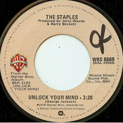 The Staples Unlock Your Mind / Mystery Train USED VINYL 7INCH 45 RPM