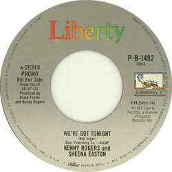 Kenny Rogers / Sheena Easton We've Got Tonight USED VINYL 7INCH 45 RPM PROMO