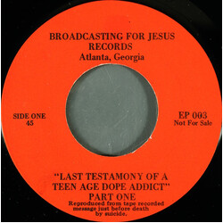 Dexter Gardner Last Testamony Of A Teenage Dope Addict USED VINYL 7INCH 45 RPM PROMO