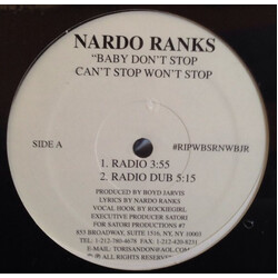 Nardo Ranks Baby Don't Stop Can't Won't Stop USED VINYL 12INCH