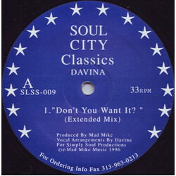 Davina Don't You Want It? USED VINYL 12INCH 45 RPM REISSUE