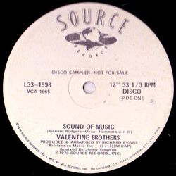 The Valentine Brothers Sound Of Music USED VINYL 12INCH PROMO 33 S RPM