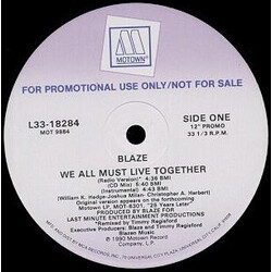Blaze We All Must Live Together USED VINYL 12INCH 33 S RPM SINGLE PROMO