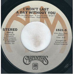 Carpenters I Won't Last A Day Without You USED VINYL 7INCH 45 RPM SINGLE STYRENE STEREO
