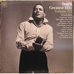 Tony Bennett Tony's Greatest Hits, Volume III Vinyl LP USED
