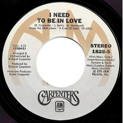 Carpenters I Need To Be In Love USED VINYL 7INCH 45 RPM SINGLE STYRENE