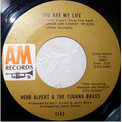 Herb Alpert & The Tijuana Brass You Are My Life USED VINYL 7INCH 45 RPM SINGLE STYRENE