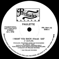 Paulette I Want You Back USED VINYL 12INCH 33 S RPM PROMO STEREO