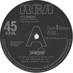 Jerome Plotkin It's Alright / Just Groove With Me USED VINYL 12INCH 45 RPM SINGLE PROMO