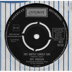Roy Orbison Cry Softly Lonely One Vinyl 7" USED