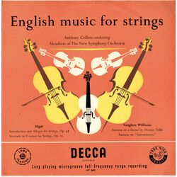 Sir Edward Elgar / Ralph Vaughan Williams / Anthony Collins (2) / The New Symphony Orchestra Of London English Music For Strings Vinyl LP USED