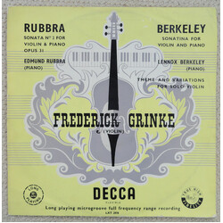 Frederick Grinke / Edmund Rubbra / Lennox Berkeley Sonata No.2 For Violin And Piano / Sonatina For Violin And Piano Vinyl LP USED