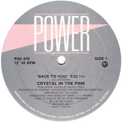 Crystal In The Pink Back To You USED VINYL 12INCH 45 RPM