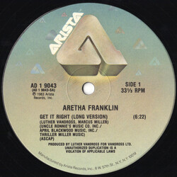 Aretha Franklin Get It Right USED VINYL 12INCH 33 S RPM