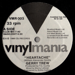 Gerry Trew Heartache USED VINYL 12INCH PROMO 33 S RPM