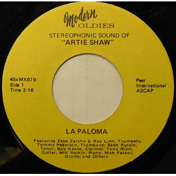 Artie Shaw La Paloma USED VINYL 7INCH 45 RPM SINGLE