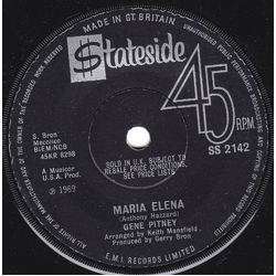 Gene Pitney Maria Elena Vinyl 7" USED