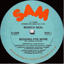 Monica Neal Begging For More USED VINYL 12INCH 33 S RPM SINGLE