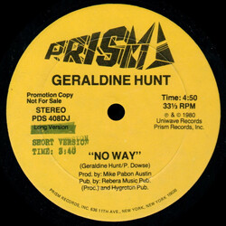 Geraldine Hunt No Way USED VINYL 12INCH 33 S RPM PROMO