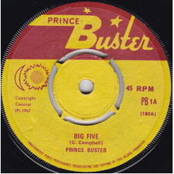 Prince Buster Big Five USED VINYL 7INCH 45 RPM SINGLE
