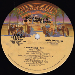 Tony Rallo & The Midnite Band Burnin' Alive Vinyl 12" USED