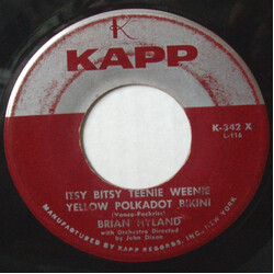 Brian Hyland Itsy Bitsy Teenie Weenie Yellow Polkadot Bikini / Don't Dilly Dally, Sally USED VINYL 7INCH SINGLE 45 RPM